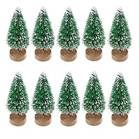 VinBee 30 PCS Artificial Mini Christmas Trees Mini Pine Tree Sisal Trees Miniature with Snow Wood Base Ornaments for Christmas Table Top Decor Winter Crafts (2.6 inch)