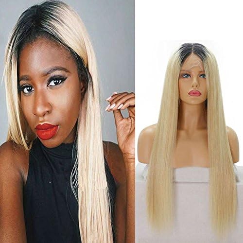Ten Chopstics 100% Virgin Hair Full Lace Human Hair Wigs For Black Woman Silky Straight Ombre Wigs Chinese Hair Blonde Lace Front Wig 1b/613 Two Tone Human Lace Wigs Baby Hair