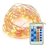 AKDSteel String Lights 33ft 100 LED Copper Wire Waterproof Dimmable Decorative Light with Remote Control and Plug for Bedroom, Patio, Garden, Party, Christmas, Wedding(UL Listed)
