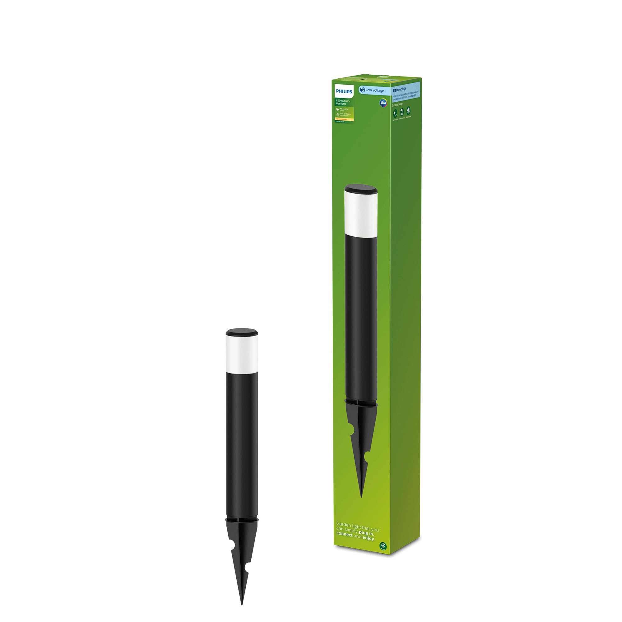 Philips Lighting Purex GardenLink Low-Voltage Outdoor Path Light, 1x1.5W, Black, 24V, IP67 Waterproof