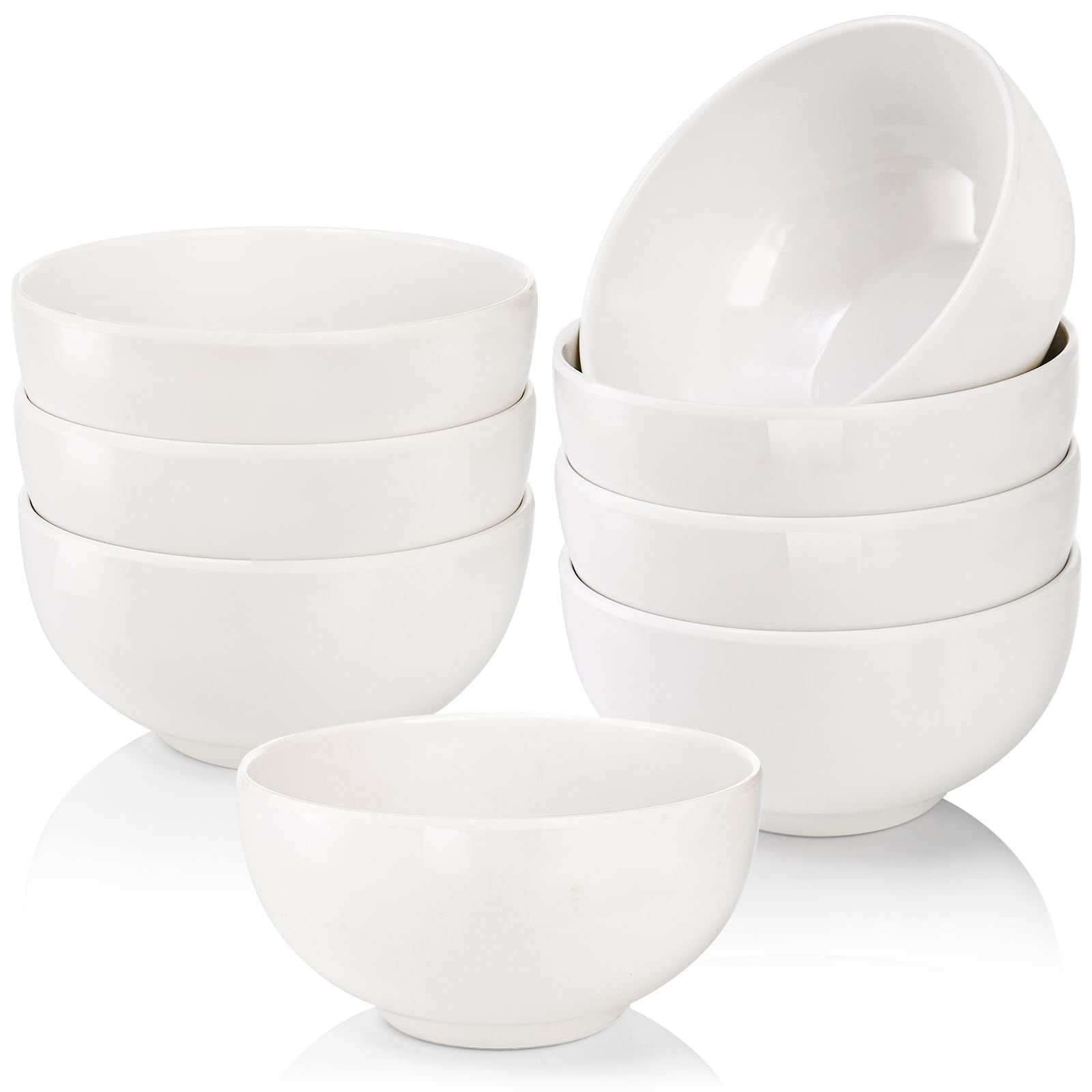 ZENFUN 8 Pack 26 Oz/740 ML Melamine Bowls, White Soup Bowl Salad Bowls, Lightweight & Stylish Unbreakable Vessels for Pasta, Cereal, Soup, BPA Free
