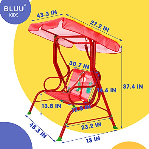 Bluu Porch Swing with Stand, Kids Porch Swing Chair Patio Glider for