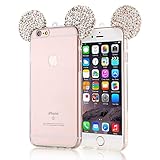 iPhone 7 Case, iPhone 7 Clear Case,Lovely Animal 3D Glitter Bling Mouse Ears with Sparkly Diamond Soft Rubber Case for iPhone 7 4.7 Inch