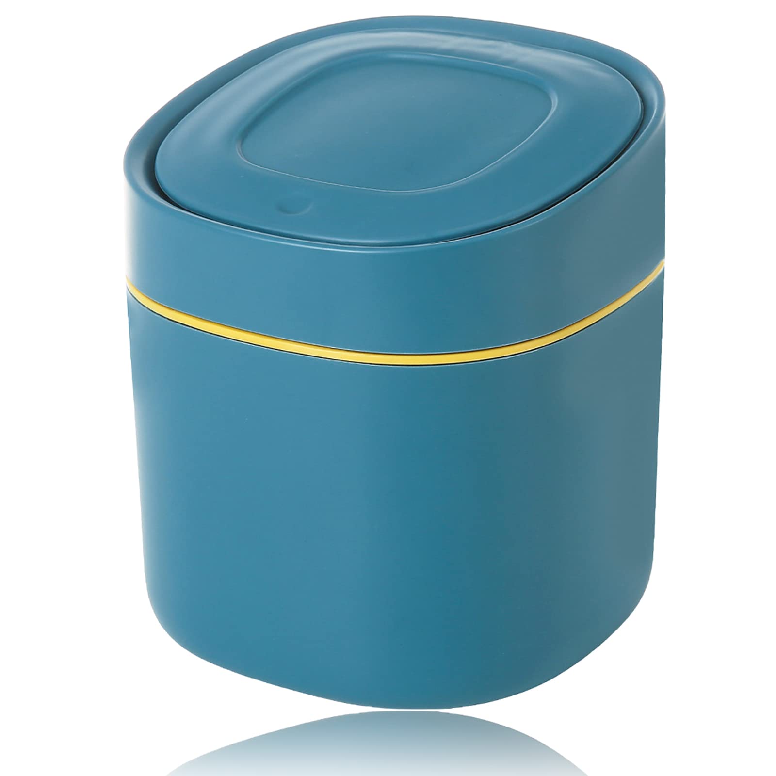 Table Trash Can, Mini Cosmetic Bin, Desk Bin with Lid, Portable Lid Removable, for Kitchen, Bathroom, Office, Blue