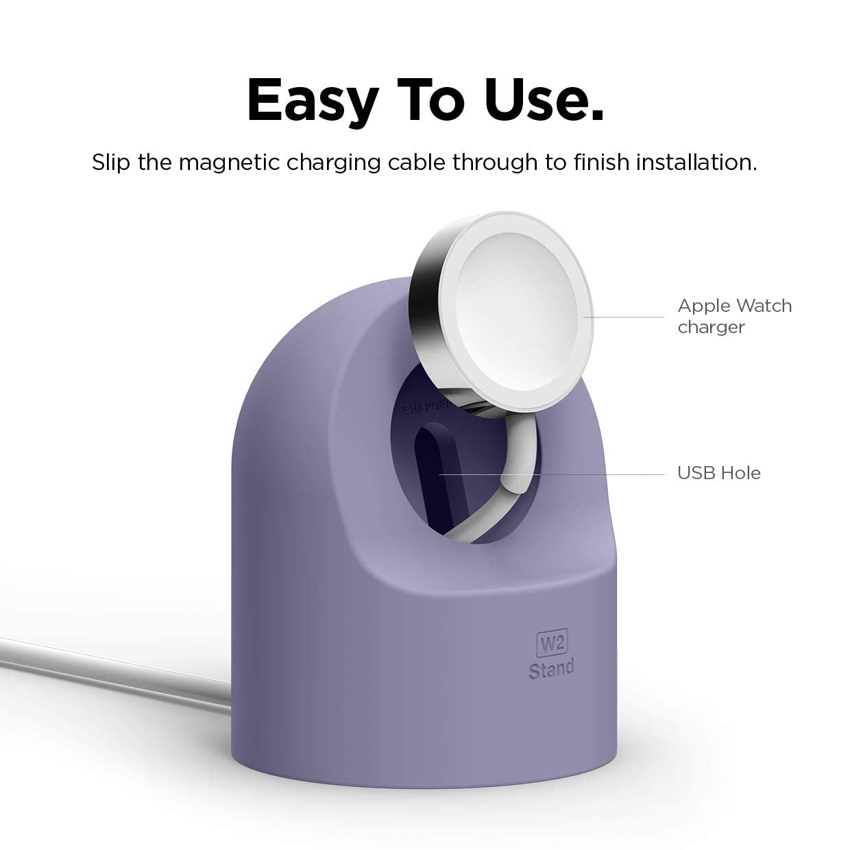 elago W2 Charger Stand Compatible with Apple Watch Series Ultra3/Ultra2/Ultra/11/10/9/8/7/6/5/4/3/2/1/SE3/SE2/SE1 (49mm, 46mm, 45mm, 44mm, 42mm, 41mm, 40mm, 38mm)