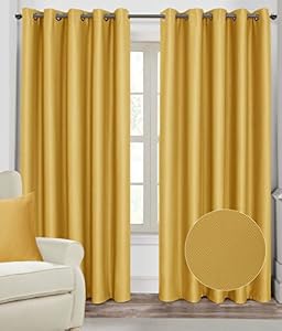 Homescapes Mustard Yellow Ochre Eyelet Ring Top Blackout Thermal