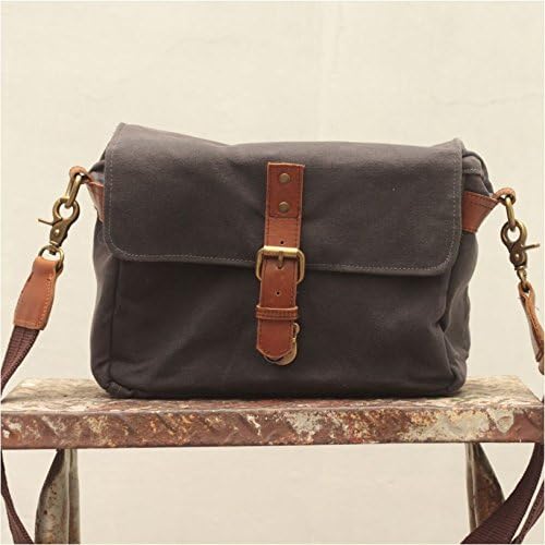 Handmade Waxed Canvas Compact Camera Messenger Bag - Asphalt Grey