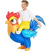 JUROSAICA Inflatable Chicken Costume Kids Rooster Ride On Blow Up Halloween Costume For Girls Boys