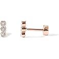 PAVOI 14K Gold Plated Solid 925 Sterling Silver Post Flat Back Stud Earrings for Women | Cartilage Helix Piercing | Cubic Zirconia Earrings