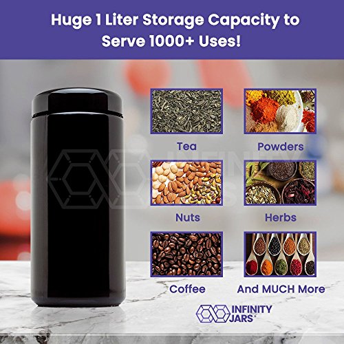 Infinity Jars 1 Liter (34 fl oz) Tall Extra Large Black Ultraviolet
