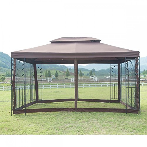 12'X 10' Outdoor Gazebo Steel frame Vented Gazebo w/ Netting BestMassage