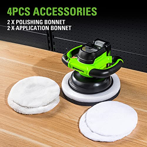 Greenworks 24V Powerful Cordless Car Buffer & Polisher, 10inch pad
