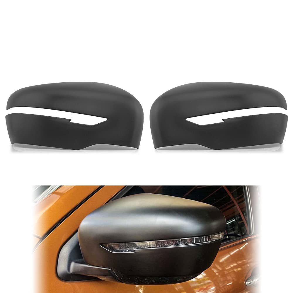 TUNEZ® Side Mirror Cover Compatible With Navara NP300 D23 STX ST ST-X SL Visia Acenta Acenta+ N-Connecta Tekna Year 2015 2016 2017 2018 2019 2020 Rear View Guard Protector Turn Signal Indicator