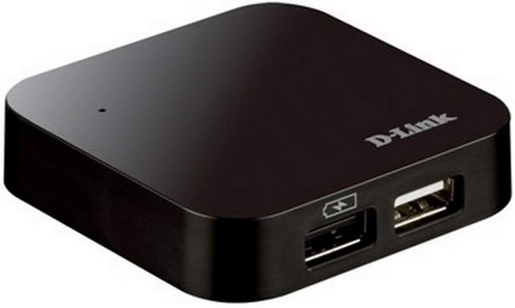 D-Link 4-Port USB 2.0 Hub including 4 Fast Charging Ports, mini USB 2.0 Port and 5V/2.5A Power Adapter (DUB-H4)