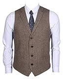 Ruth&Boaz 2Pockets 4Buttons Wool Herringbone/Tweed Tailored Collar Suit Vest