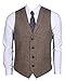 Ruth&Boaz 2Pockets 4Buttons Wool Herringbone/Tweed Tailored Collar Suit Vest (XL, Tweed brown)
