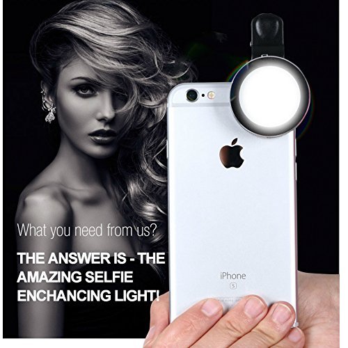 Tolifo Selfie Light for Camera Rechargable Battery Selfie LED Camera Light for iPhone iPad Sumsung Galaxy Photography Phones (Black)