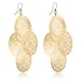 Lightweight Filigree Teardrop Oval Earrings Gold Chandelier Earrings Hollow Alloy Fishhook Layer Earrings