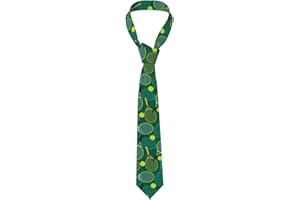 Fashion Green Tennis Rackets And Balls Men's Necktie Funny Ties Classic Stylish Ties for Business Formal Casual Wear