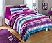 2pc Teen Girls Reversible Purple and Blue Tie Dye Ombre Ruched Twin Comforter Set (2pc Bed in a Bag)
