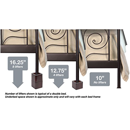 Richards Homewares 98041000 Espresso Wood Bed Lifters (Set of 4) Fits 2