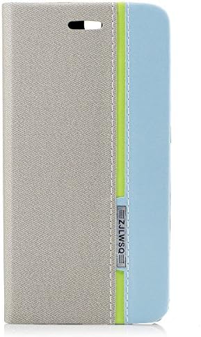 TOTOOSE Huawei P10 Plus Wallet Case, [Folio Style ] Premium Huawei P10 Plus Card Cases Stand Feature for Huawei P10 Plus [Grey + Blue ] Leather Cover Flip Cover with Leather Cover