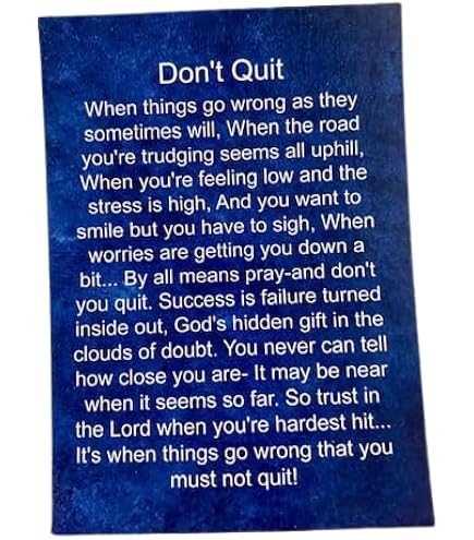 Wallbuddy 'Don't Quit' Poster – Inspirierendes Gedicht Auf Pergamentpapier (12,7x17,8 Cm)