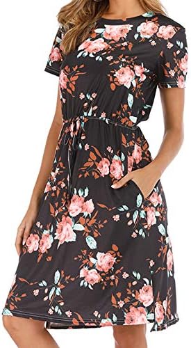 Shinekoo Women's Autumn Elegant Long Sleeve Dress Wear to Work with Pockets