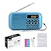 Yorek Portable Mini FM Radio Player, Digital Media Speaker, MP3 Music Player Support Micro Sd Card / USB Disk with LED Screen Display (Blue)