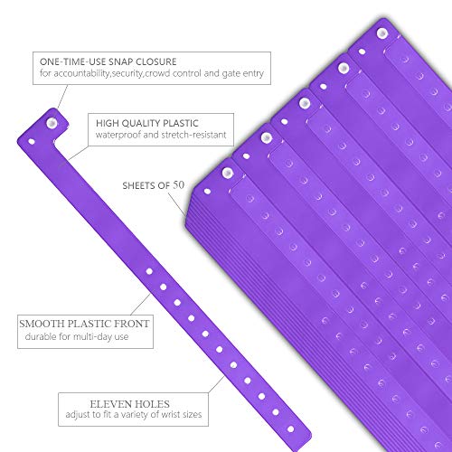 Ouchan Plastic Event Wristbands Neon Purple - 500 Pack Vinyl Wristbands for Parties