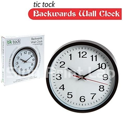 Backwards Round Wall Clock Battery Operated Anti Clockwise Modern Novelty Clock
