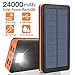 Solar Charger 24000mAh Portable Solar Power Bank External Backup Battery, 4 Outputs-5V/2.1A &2 Inputs Huge Capacity Phone Charger, IPX5 Rainproof Bright LED Flashlights for Camping, Travel, Emergency