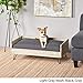 Great Deal Furniture Ophelia Mid Century Modern Pet Bed with Acacia Wood Frame, Light Gray and Graythumb 2