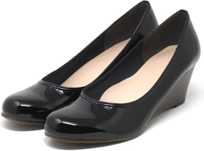 Amazon カンド 大きいサイズ レディース レインパンプス ウェッジヒール ブラック 26cm ma260blk パンプス