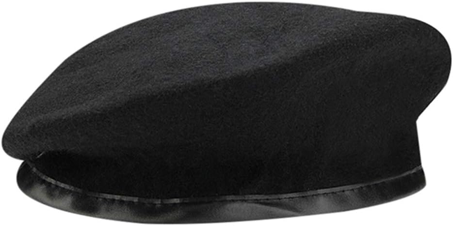 British Military Berets with Leather Sweatband, Adjustbale Army Black Wool Beret
