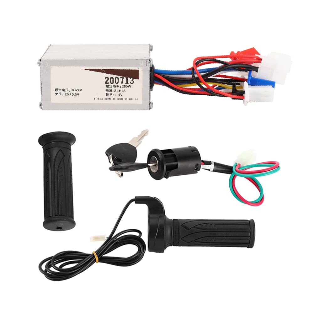 24V 250W Scooter Electric Controller Set, DC Motor Complete Kit Thumb Throttle Grip Multifunction DIY Accessory with Lock Digital E-bike Circuit Motherboard for Bicycle Tricycle Motorcycle Skateboard