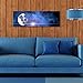 LaModaHome Infinite Space Canvas Wall Art, Led Lighted Galaxy and Moon, Wooden Thick Frame Painting, Total Size (11.5