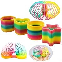 INTVN Springs Toy Magic Mini Rainbow Ring Toys 4 Assorted Designs Party Bag Filler for Boys Girls 4 Pieces