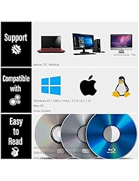 Veroyi - Unidad de CD externa USB 3.0 para ordenador portátil Mac Windows XP Vista 7 8 10, Mac OS