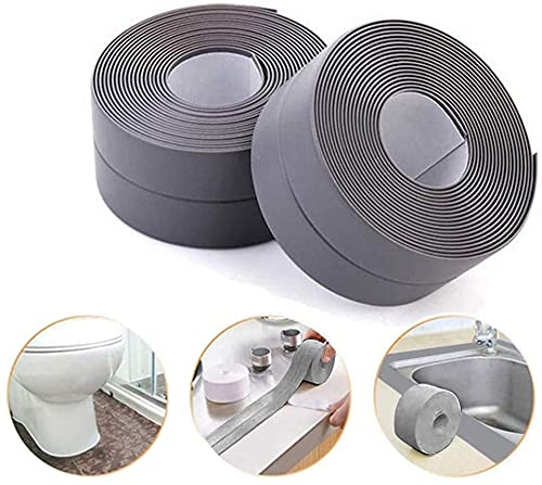 Caulk Strip, Sealant Tape Self-Adhesive Mildewproof/Waterproof, PE Sealing Tape for Bath/Kitchen/Toilet/Wall Corner-Grey(2Pack)
