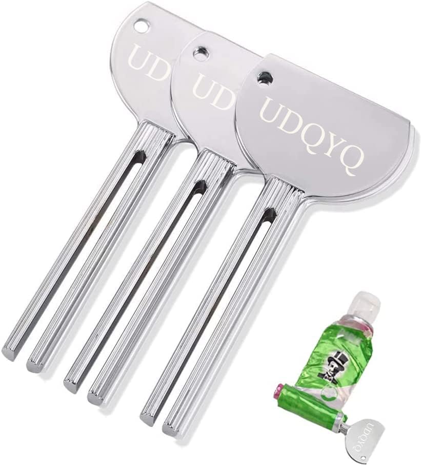 UDQYQ 3 Pieces Tube Squeezer Stainless Steel Toothpaste Dispenser Silver