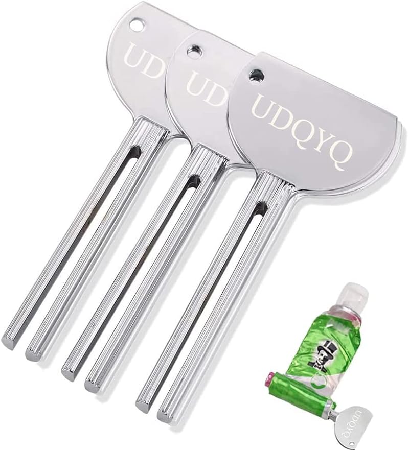 UDQYQ 3 Pieces Tube Squeezer Stainless Steel Toothpaste Dispenser Silver