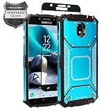 Z-GEN - Galaxy J7 2018, J7 Refine, J7 Star, J7 Crown, J7 Aura, J7 Top, J7 V J7V 2nd Gen J737 - Aluminum Metal Hybrid Phone Case for Samsung + Tempered Glass Screen Protector - ZY1 Blue
