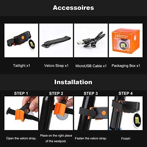 image for OUTERDO Rear Bike Light, New Version 12 Constellations Rechargeable Bi