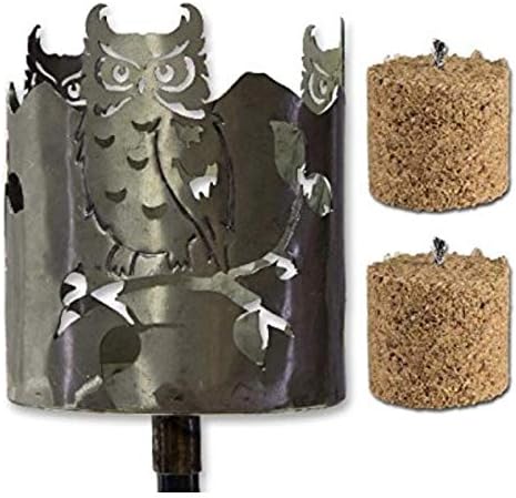 Torch Garden torch Metal Owl + Handle + 2 x burning material.