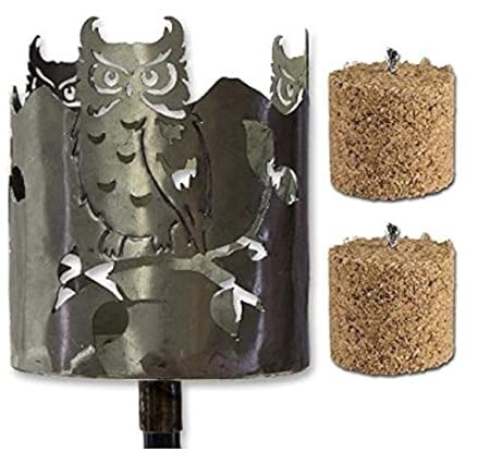 Fackel Gartenfackel Eule Metall + Stiel+2 x Brennmittel