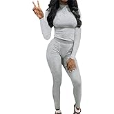 AYWA Women's 2 Piece Outfits Ribbed Long Sleeve Fitted T-shirt High Waist Leggins Shorts Casual Matching set