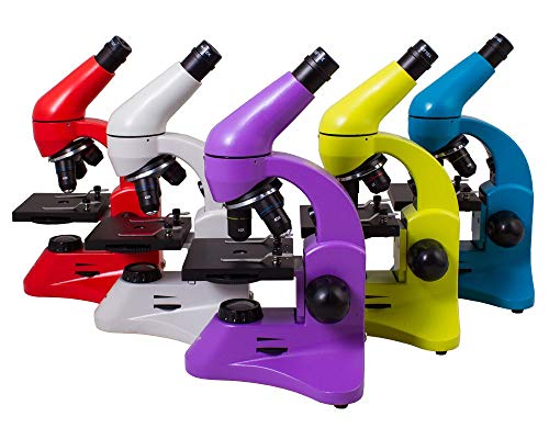 Levenhuk Rainbow 50L Plus Lime Student Microscope (64-1280x Magnification, Metal Body, Glass Optics) with Experiment Kit and Case