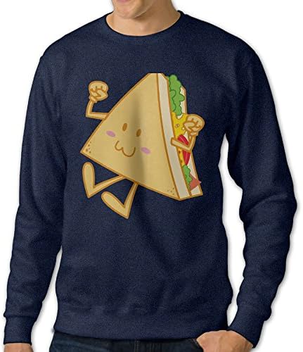Nganche Cartoon Sandwiches Men's Fashion And Leisure Style Creative Comfort Round Neck Long Sleeves Sweatershirt 3X Navy
