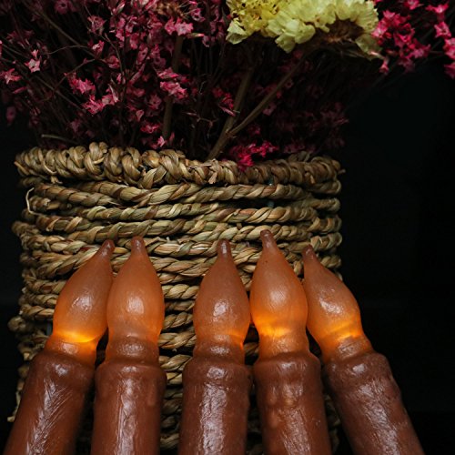 Taper Candles Real Wax Flameless Pillar Short Amber Flickering Yellow Dipped LED Flame Decorative Battery Operated for Church Wedding Christmas Candlelit Dinner-Batteries Not Included(10pcs) - Thumbnail 6